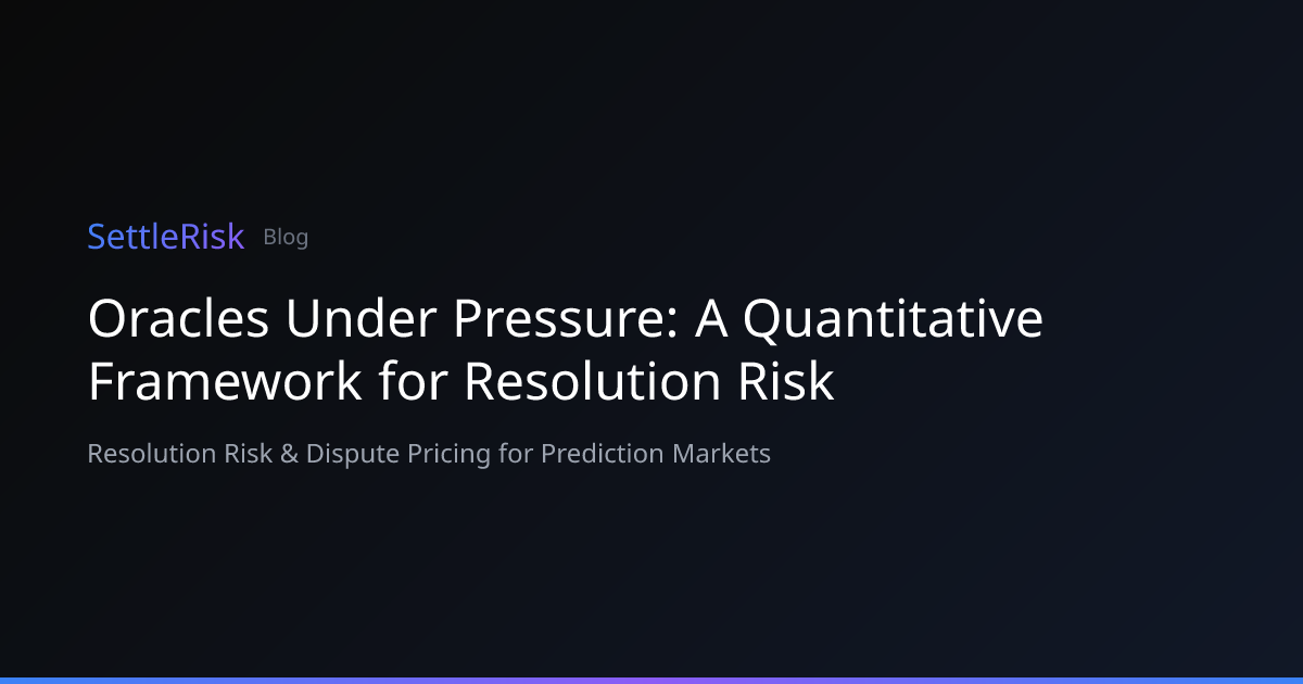 Oracles Under Pressure: A Quantitative Framework for Resolution Risk ...